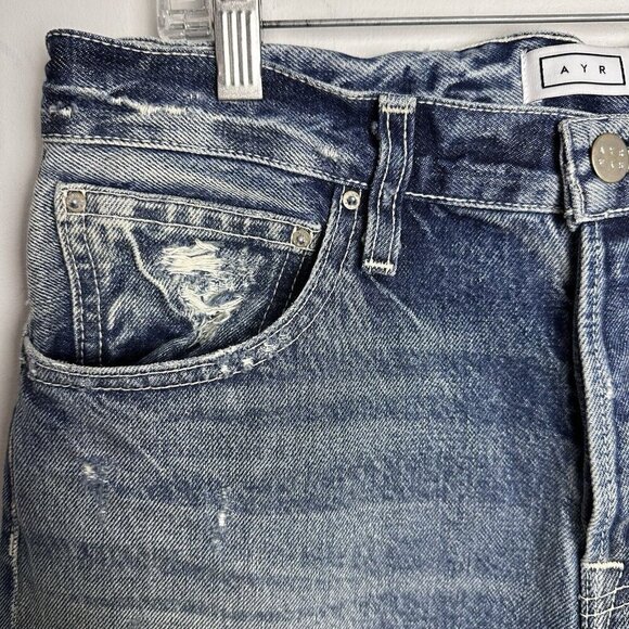 AYR Jeans Womens Size 30  Blue Form‎ Tapered Raw Hem Distressed - Picture 4 of 15